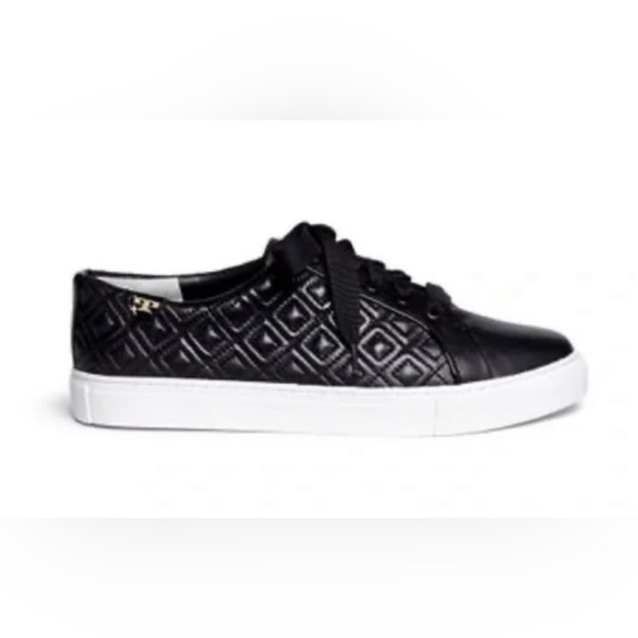 🛍️Tory Burch Quilted Marion Black Leather Women's Sneakers - Size 8
